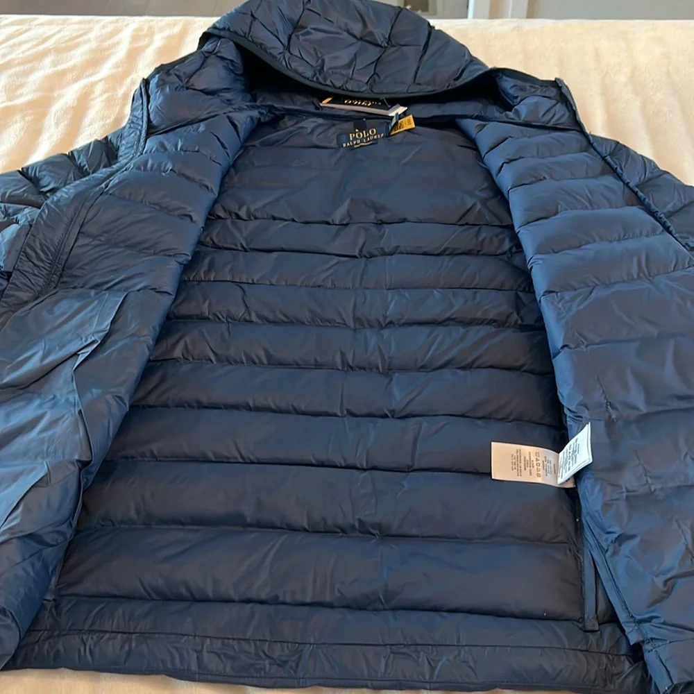 Polo Ralph Lauren Men’s Hooded Puffer Navy Blue Jacket Size L - Picture 6 of 16